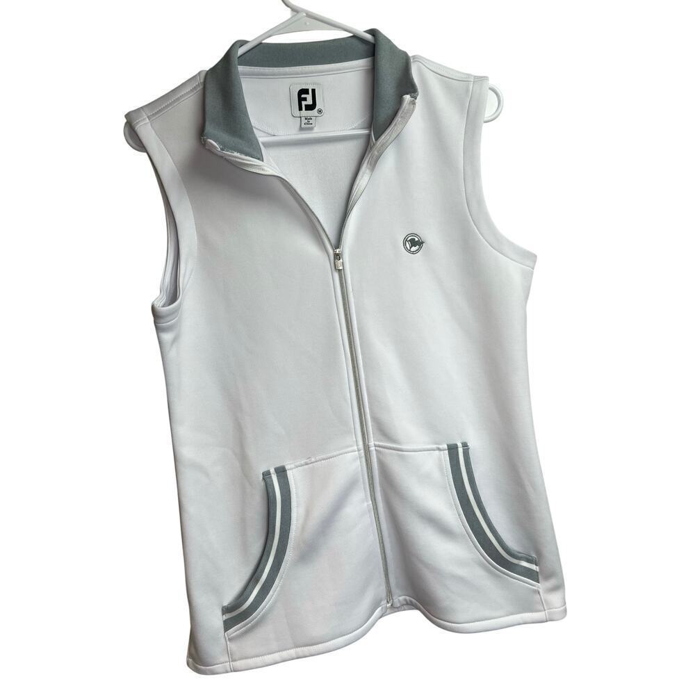 FootJoy Women's Golf Zip Up Vest White Gray Medium